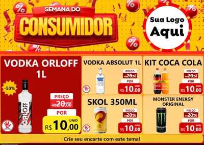 Modelo de Encarte para Encarte A4 Horizontal com o tema Semana do Consumidor para Distribuidora de bebidas