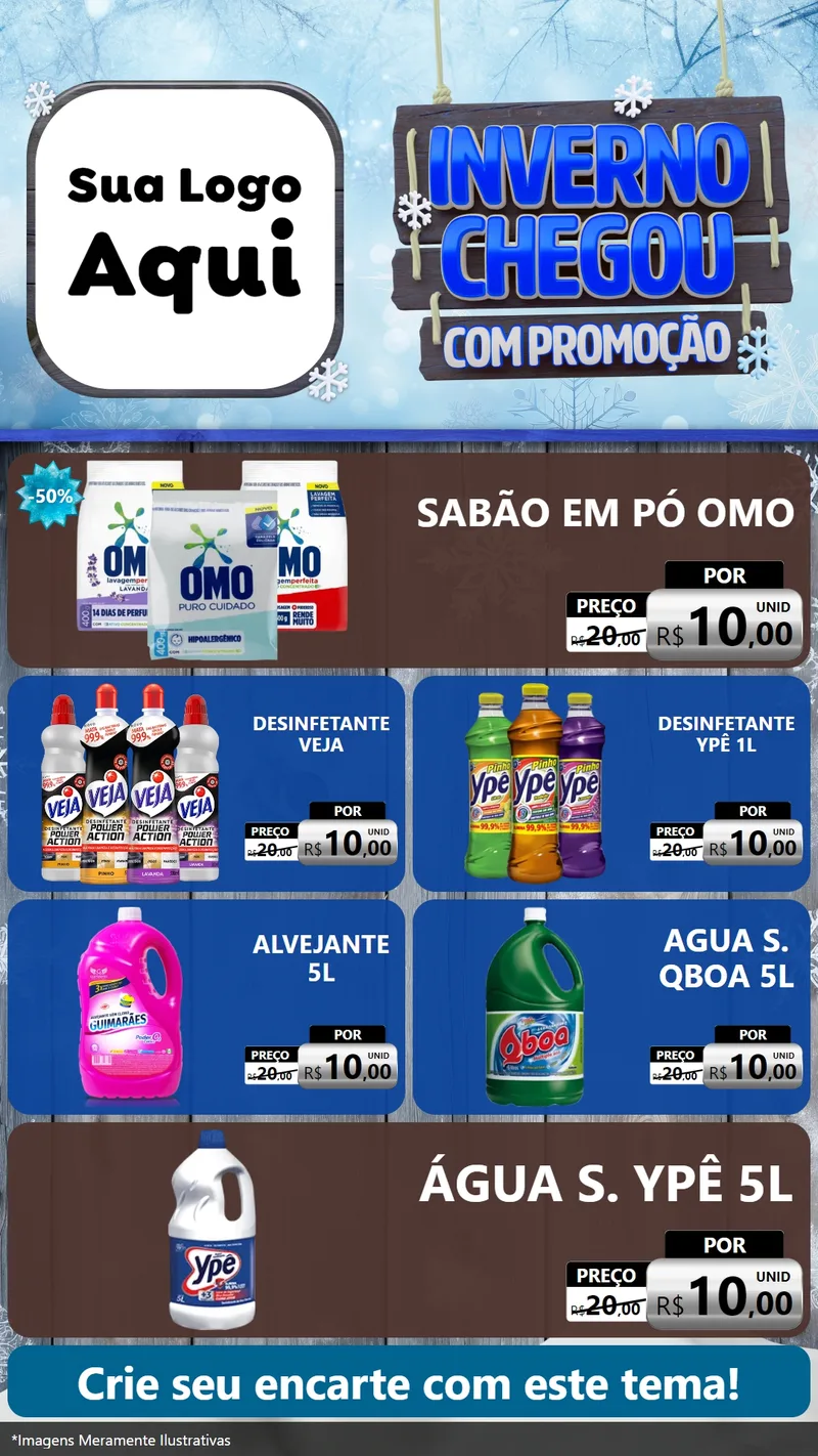 Modelo de TV para TV Vertical com o tema Inverno Chegou Com Promoção para Produtos de Limpeza