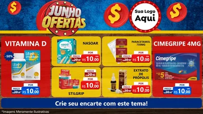 Modelo de TV para TV Horizontal com o tema Junho de Ofertas para Farmácia