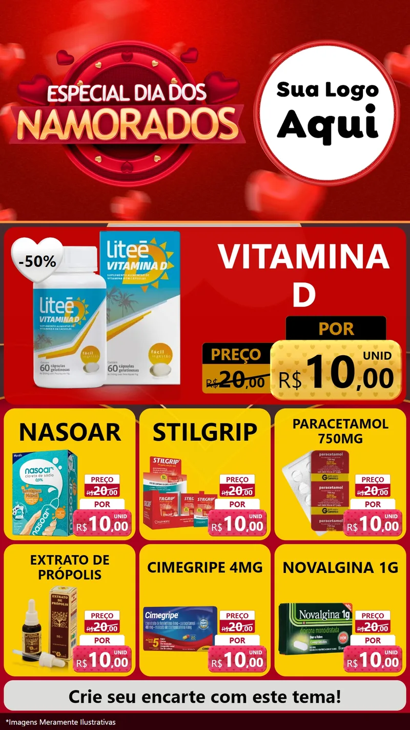 Modelo de Rede Social para Stories com o tema Especial Dia Dos Namorados para Farmácia