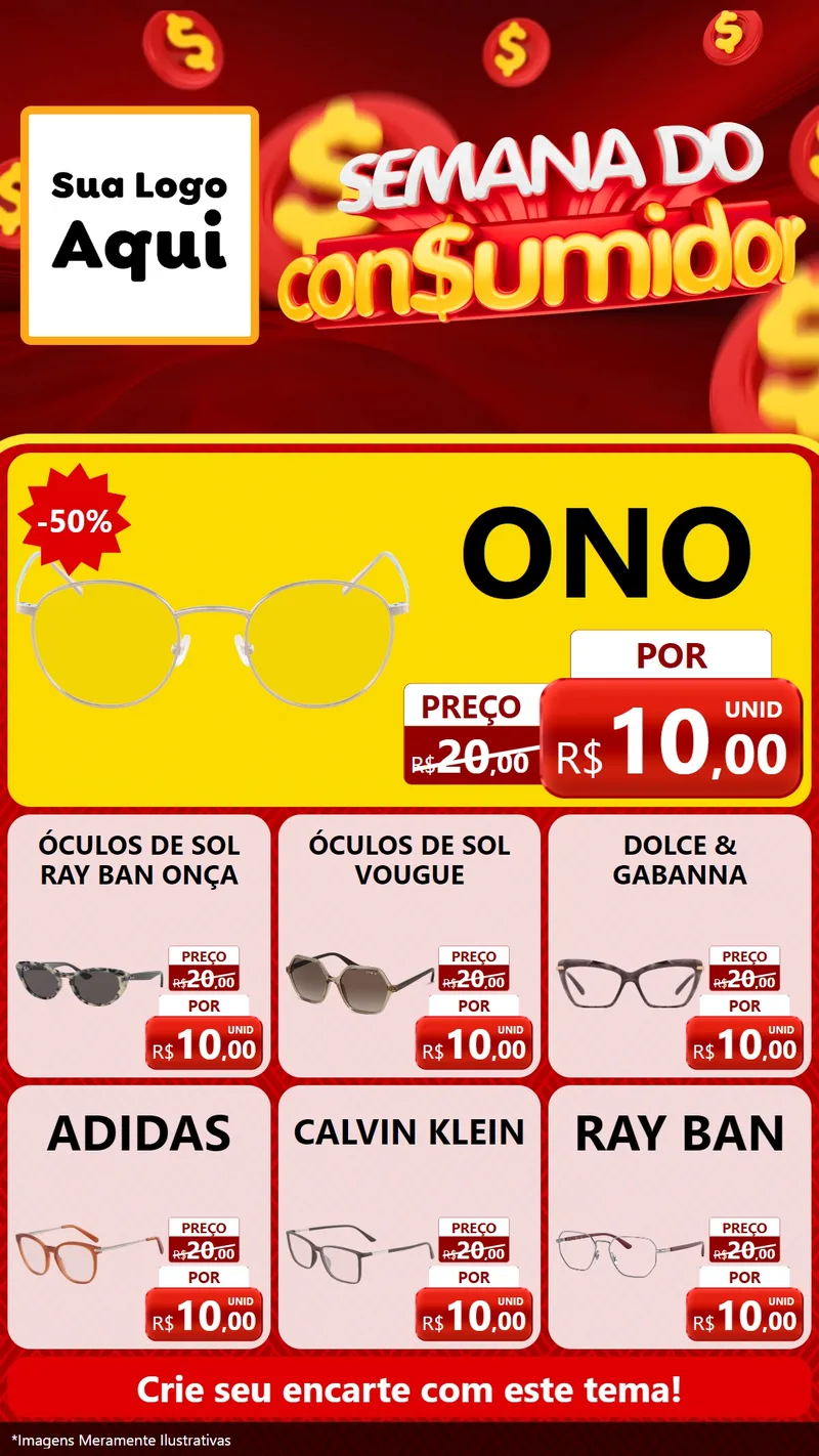 Modelo de Rede Social para Stories com o tema Semana do Consumidor para Óticas