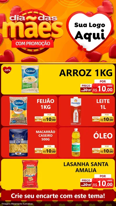 Modelo de TV para TV Vertical com o tema Dia das Mães com Promoção para Supermercado