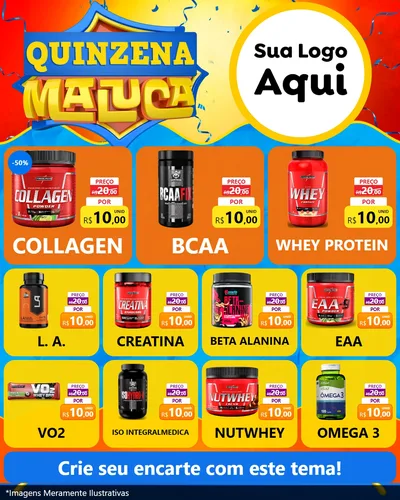 Modelo de Rede Social para Feed Instagram com o tema Quinzena Maluca para Suplementos alimentares
