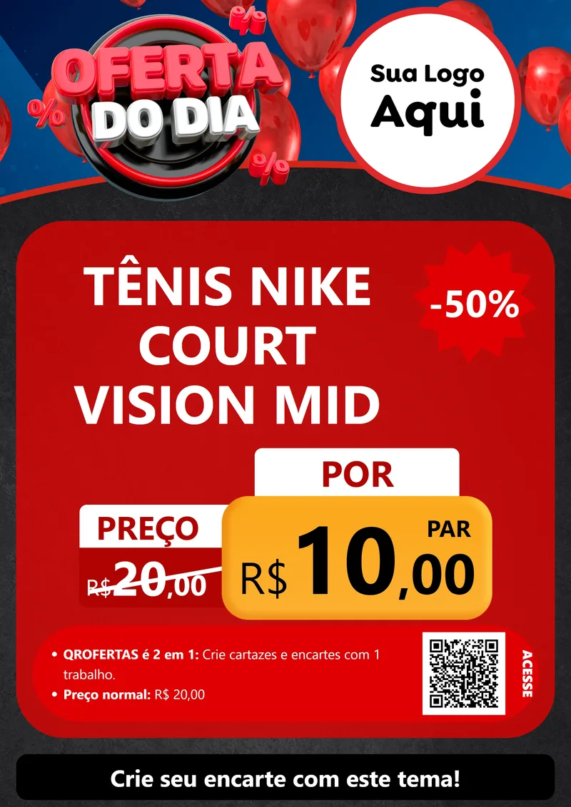 Modelo de Cartaz para Cartaz A4 Vertical com o tema Oferta do Dia para Calçados