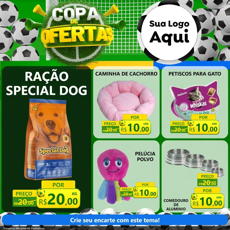 Modelo de Rede Social para Feed Facebook com o tema Copa De Ofertas para Pet Shop