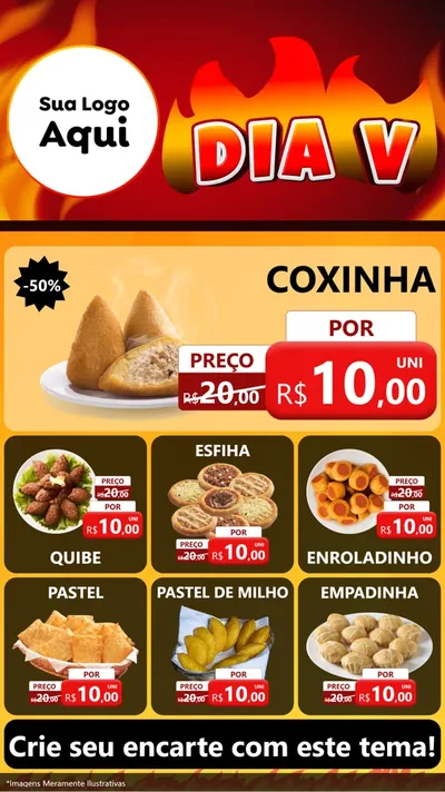 Modelo de Rede Social para Stories com o tema Dia V para Salgadaria