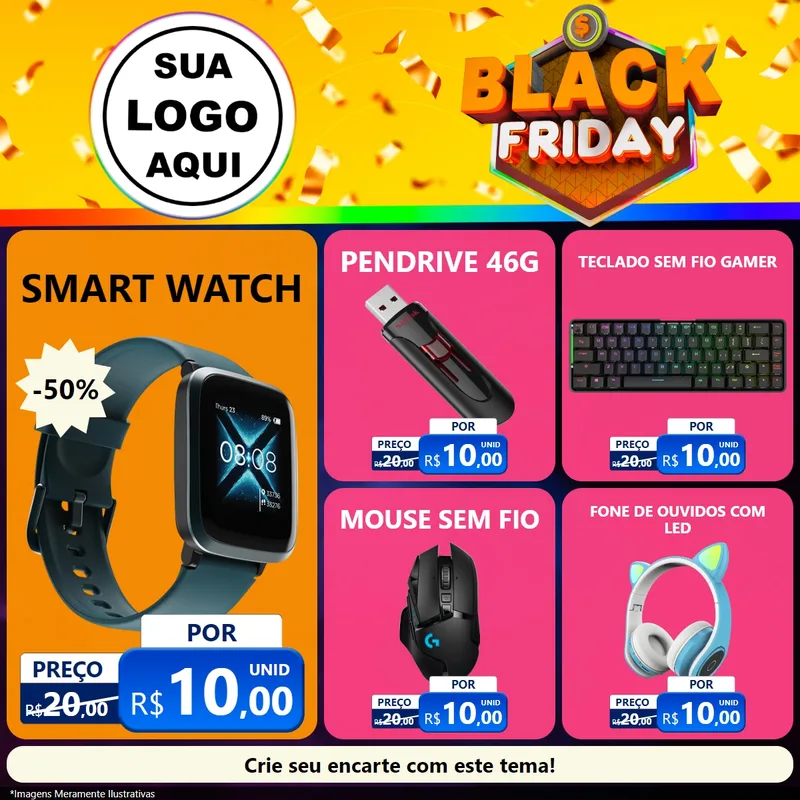 Modelo de Rede Social para Feed Facebook com o tema Black Friday para Informática