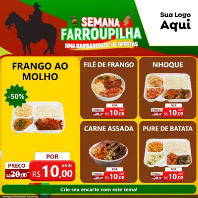 Modelo de Rede Social para Feed Facebook com o tema Semana Farroupilha - Uma Barbaridade de Ofertas para Restaurante