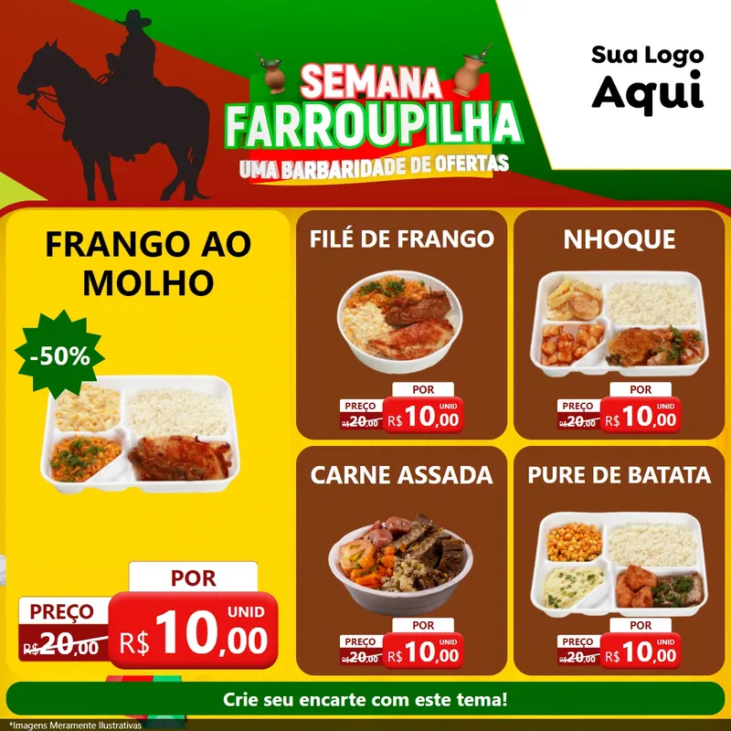Modelo de Rede Social para Feed Facebook com o tema Semana Farroupilha - Uma Barbaridade de Ofertas para Restaurante