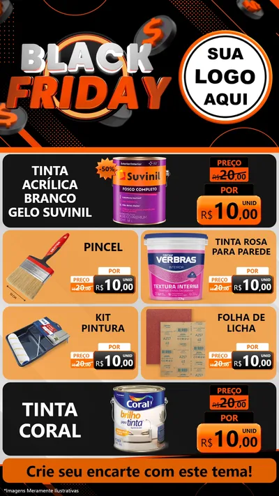 Modelo de TV para TV Vertical com o tema Black Friday para Tintas e Ferramentas