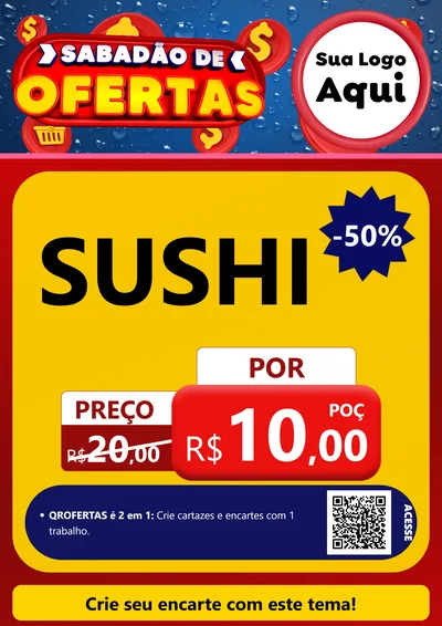 Modelo de Cartaz para Cartaz A4 Vertical com o tema Sabadão de Ofertas para Comida japonesa