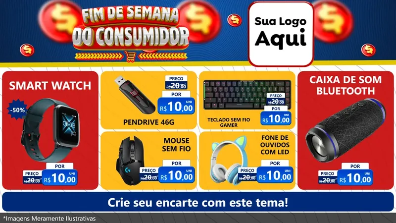 Modelo de TV para TV Horizontal com o tema Fim de Semana do Consumidor para Informática