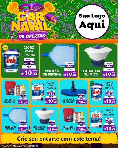 Modelo de Rede Social para Feed Instagram com o tema Carnaval de Ofertas para Produtos para Piscina