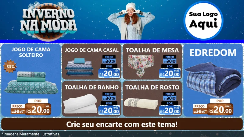 Modelo de TV para TV Horizontal com o tema Inverno na Moda para Cama, Mesa e Banho