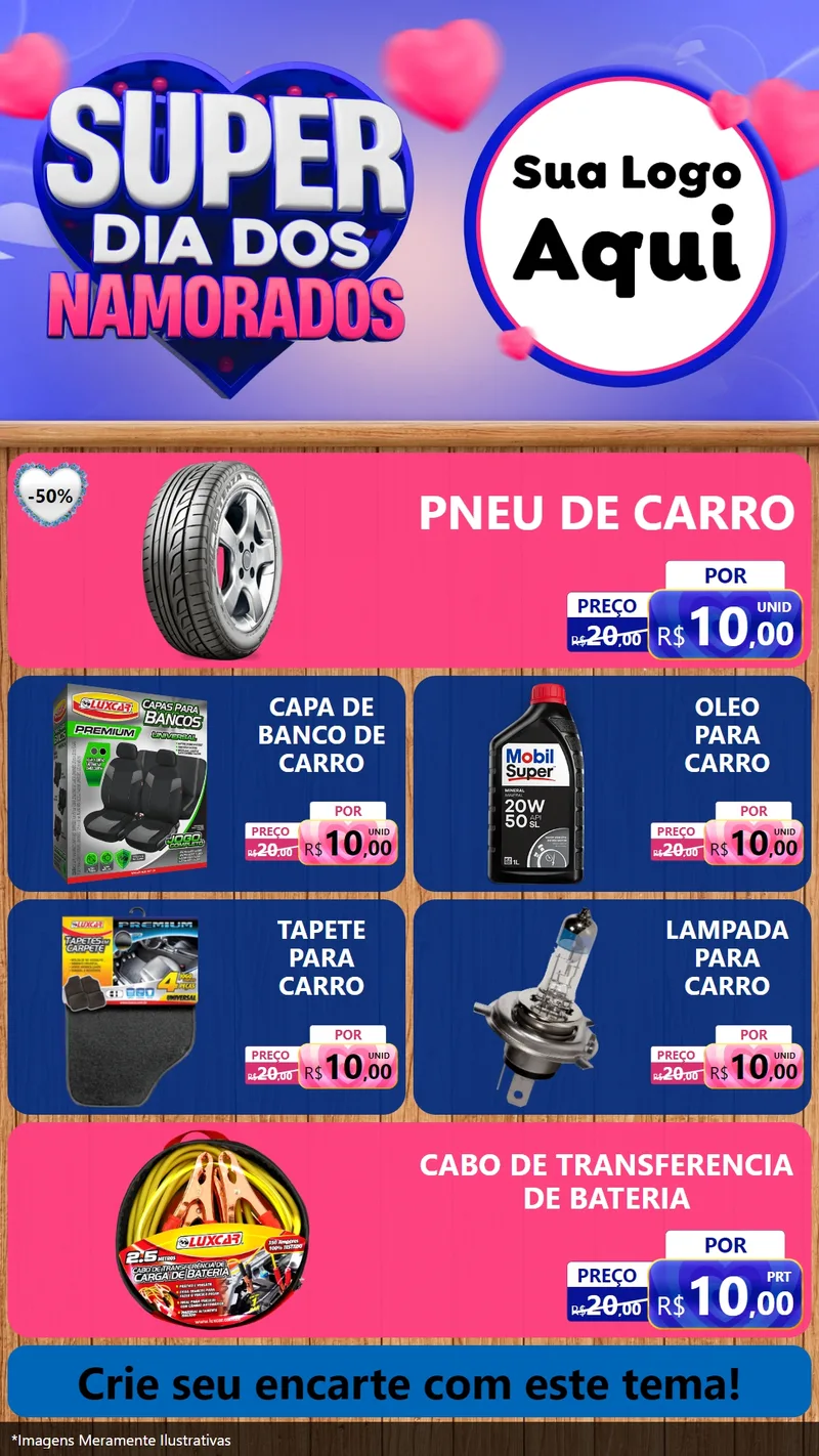 Modelo de TV para TV Vertical com o tema Super Dia dos Namorados para Auto peças