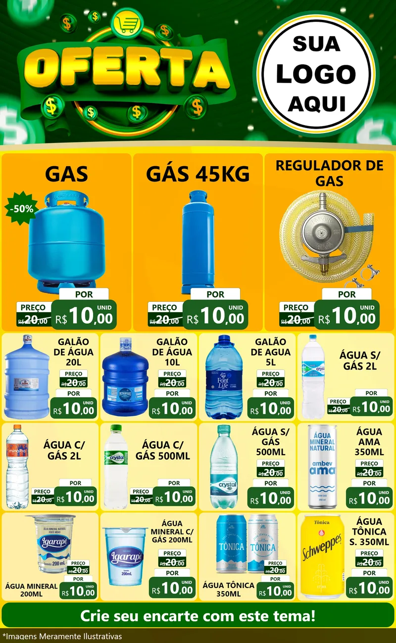 Modelo de Encarte para Encarte Grande com o tema Oferta para Água e gás