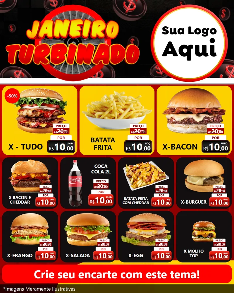 Modelo de Rede Social para Feed Instagram com o tema Janeiro Turbinado para Hamburgueria