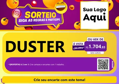 Modelo de Cartaz para Cartaz A4 Horizontal com o tema Sorteio para Concessionaria de Carros
