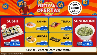 Modelo de TV para TV Horizontal com o tema Festival de Ofertas para Comida japonesa