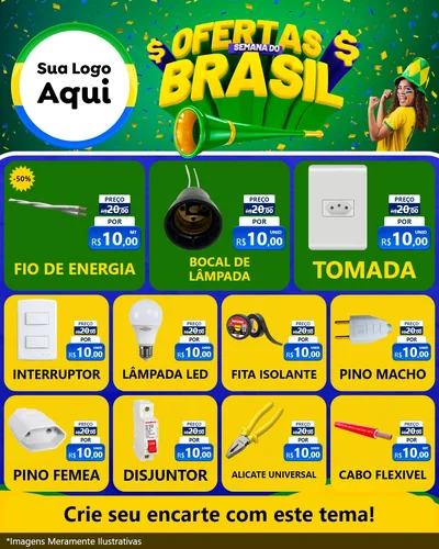 Modelo de Rede Social para Feed Instagram com o tema Ofertas Semana do Brasil para Materiais Elétricos