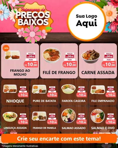 Modelo de Rede Social para Feed Instagram com o tema Primavera de Preços Baixos para Restaurante