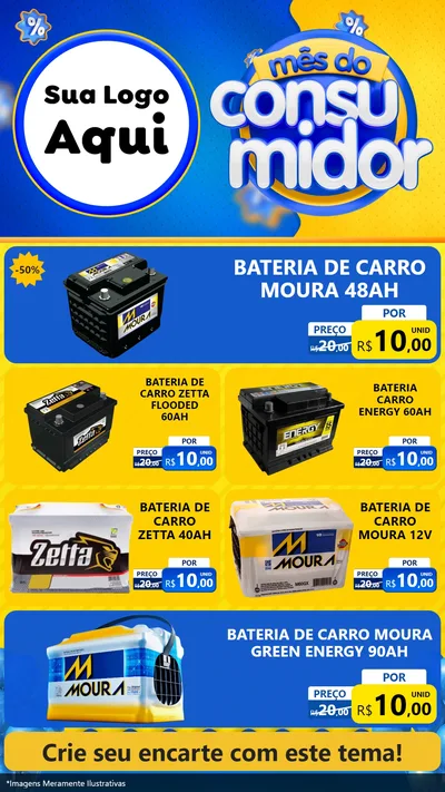Modelo de TV para TV Vertical com o tema Mês do Consumidor para Baterias Elétricas