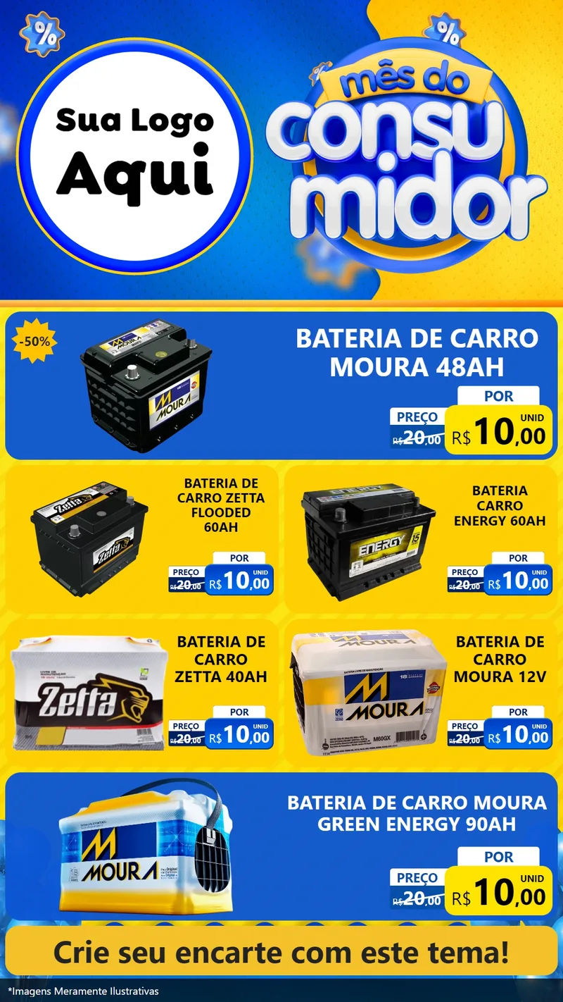 Modelo de TV para TV Vertical com o tema Mês do Consumidor para Baterias Elétricas