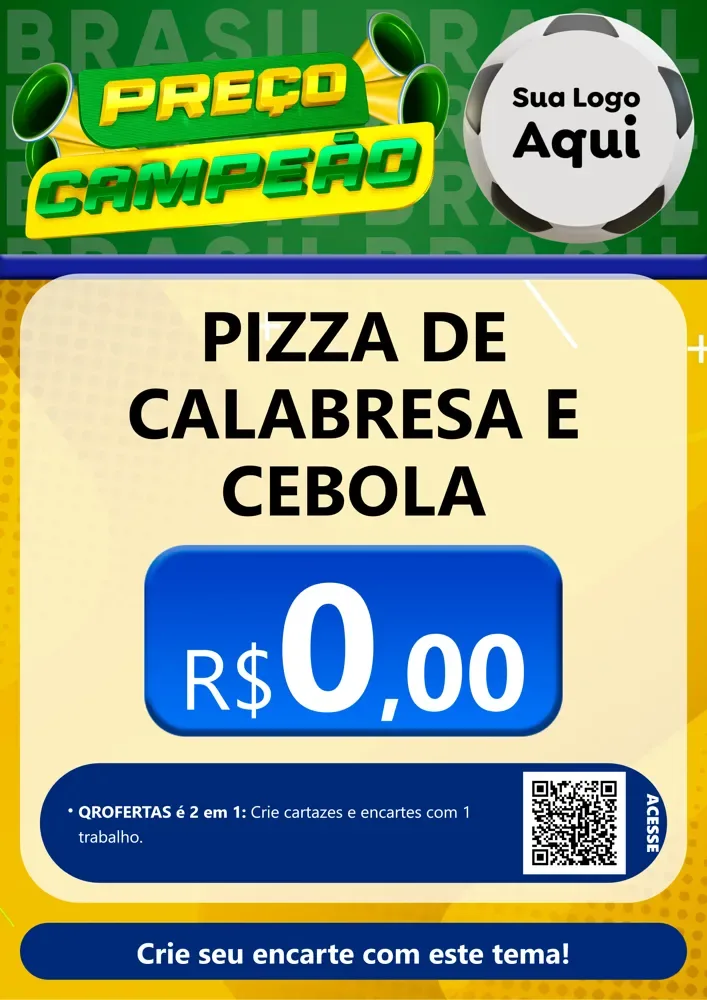 Modelo de Cartaz para Cartaz A4 Vertical com o tema Preço Campeão - Copa para Pizzaria