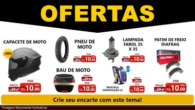 Modelo de TV para TV Horizontal com o tema Ofertas Preto e Vermelho Cartaz para Moto peças
