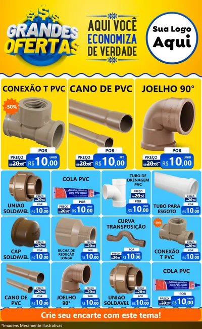 Modelo de Encarte para Encarte Grande com o tema Grandes Ofertas para Tubos e conexões