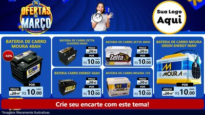 Modelo de TV para TV Horizontal com o tema Ofertas de Março para Baterias Elétricas