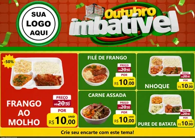 Modelo de Encarte para Encarte A4 Horizontal com o tema Outubro Imbatível para Restaurante