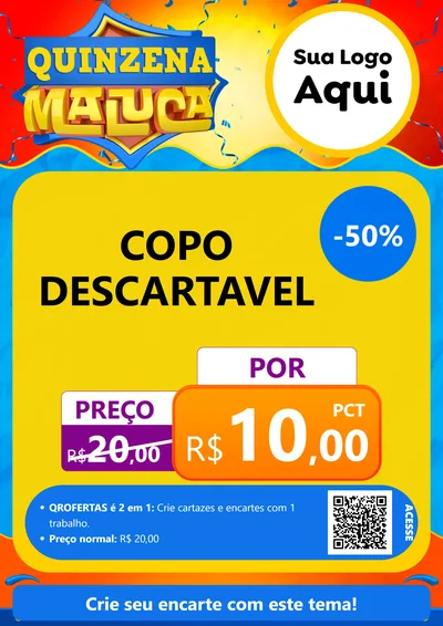 Modelo de Cartaz para Cartaz A4 Vertical com o tema Quinzena Maluca para Embalagens