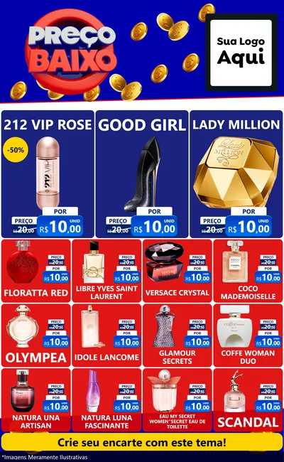 Modelo de Encarte para Encarte Grande com o tema Preço Baixo para Perfumes