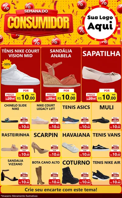 Modelo de Encarte para Encarte Grande com o tema Semana do Consumidor para Calçados