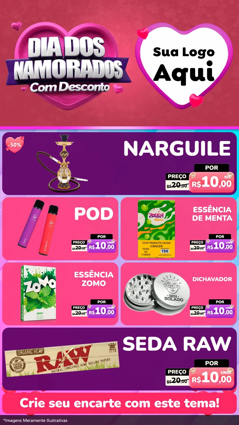 Modelo de TV para TV Vertical com o tema Dia Dos Namorados Com Desconto para Tabacaria