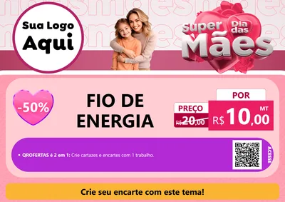 Modelo de Cartaz para Cartaz A4 Horizontal com o tema Super Dia Das Mães para Materiais Elétricos