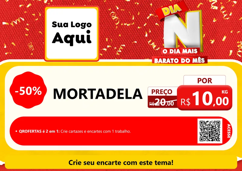 Modelo de Cartaz para Cartaz A4 Horizontal com o tema Dia N o Dia Mais Barato do Mês para Frios e Laticínios