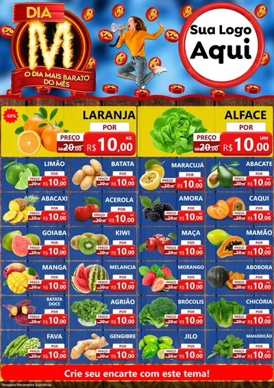 Modelo de Encarte para Encarte A4 Vertical com o tema Dia M - O Dia Mais Barato Do Mês para Hortifrúti