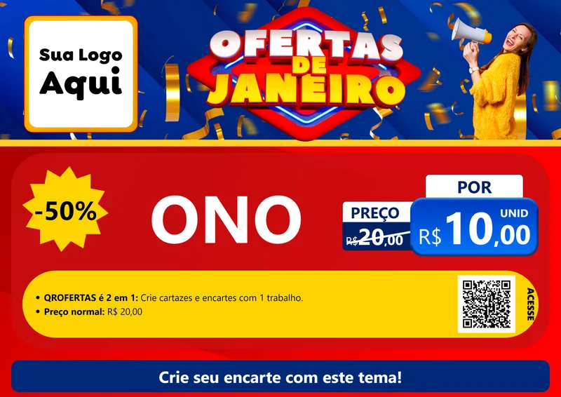 Modelo de Cartaz para Cartaz A4 Horizontal com o tema Ofertas de Janeiro para Óticas
