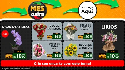 Modelo de TV para TV Horizontal com o tema Mês do Cliente para Floricultura e jardim