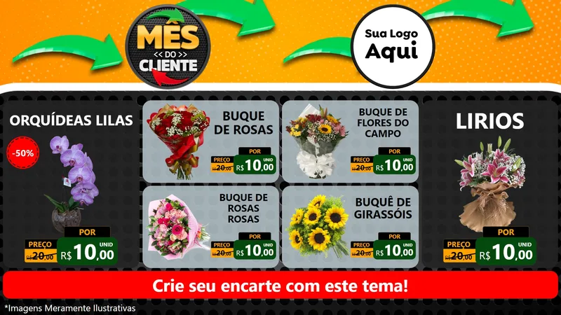 Modelo de TV para TV Horizontal com o tema Mês do Cliente para Floricultura e jardim