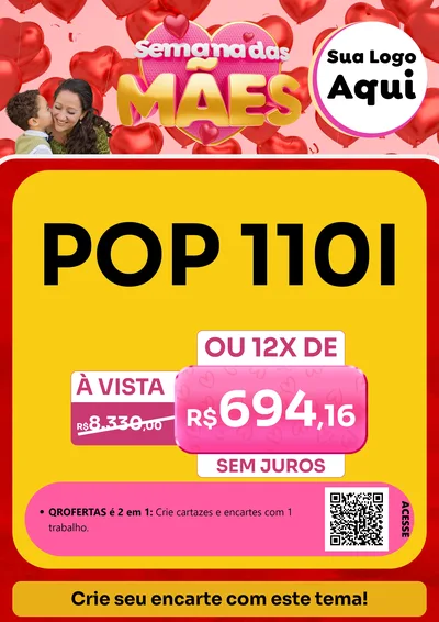 Modelo de Cartaz para Cartaz A4 Vertical com o tema Semana Das Mães para Concessionaria de Motos