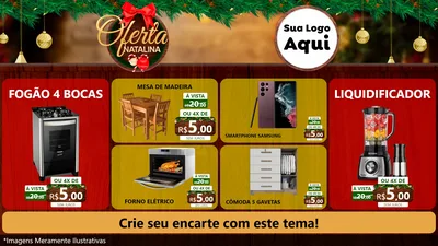 Modelo de TV para TV Horizontal com o tema Ofertas Natalina para Móveis e Eletro