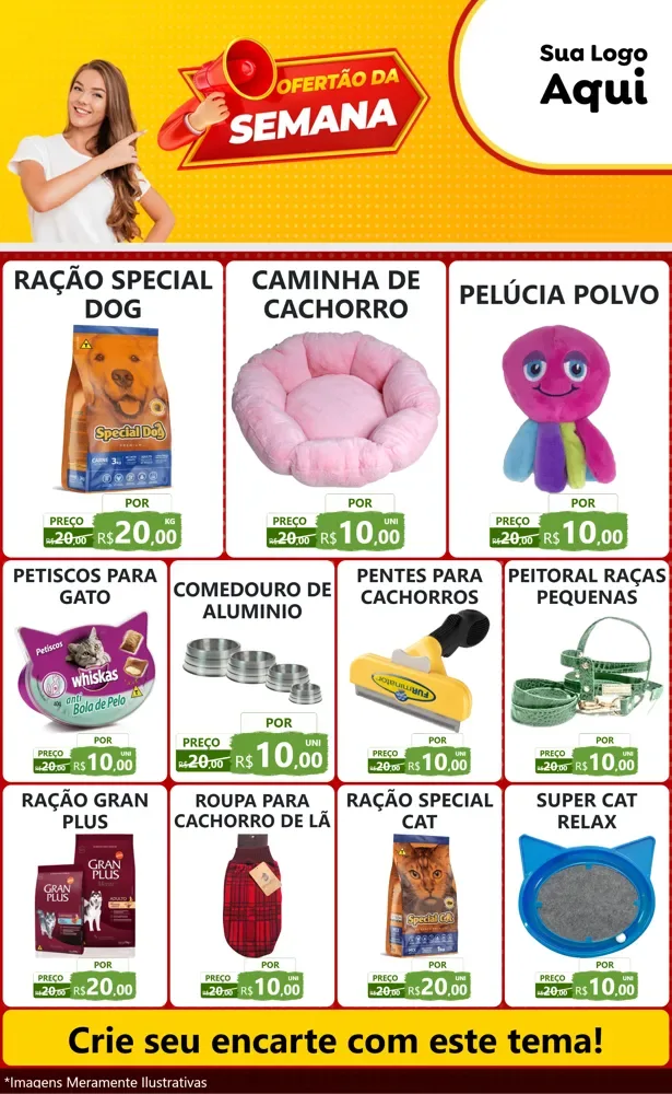 Modelo de Encarte para Encarte Grande com o tema Ofertão da Semana para Pet Shop