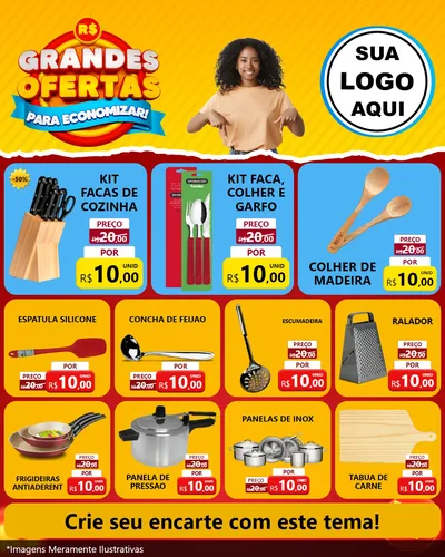 Modelo de Rede Social para Feed Instagram com o tema Grandes Ofertas Para Economizar! para Utilidades Domésticas