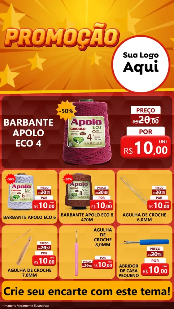Modelo de Rede Social para Stories com o tema Promoção para Armarinho e Aviamentos