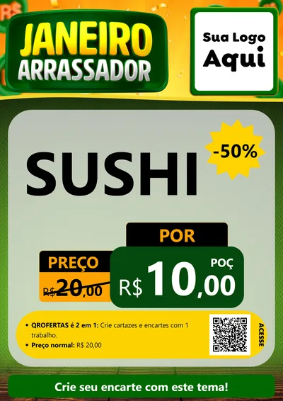 Modelo de Cartaz para Cartaz A4 Vertical com o tema Janeiro Arrasador para Comida japonesa