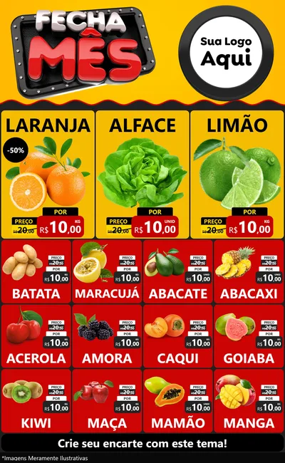 Modelo de Encarte para Encarte Grande com o tema Fecha Mês para Hortifrúti