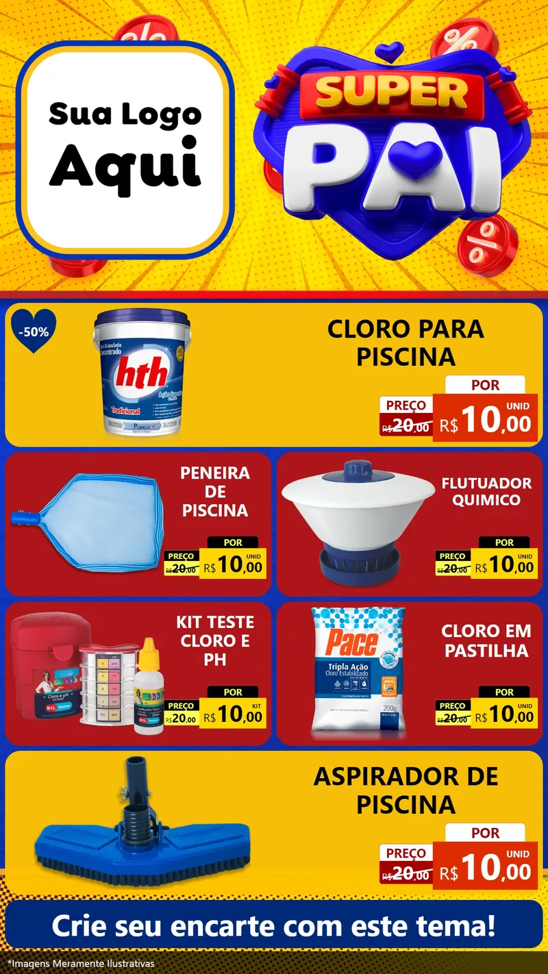 Modelo de TV para TV Vertical com o tema Super Pai para Produtos para Piscina